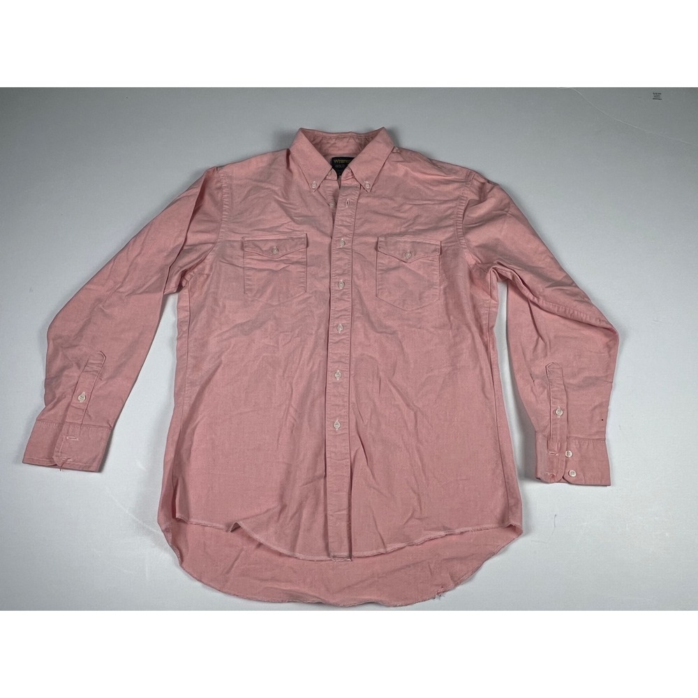Wrangler Gold Mens 16 1/2x34 Pink Button Down Long Sleeve Shirt USA Made - Picture 1 of 16